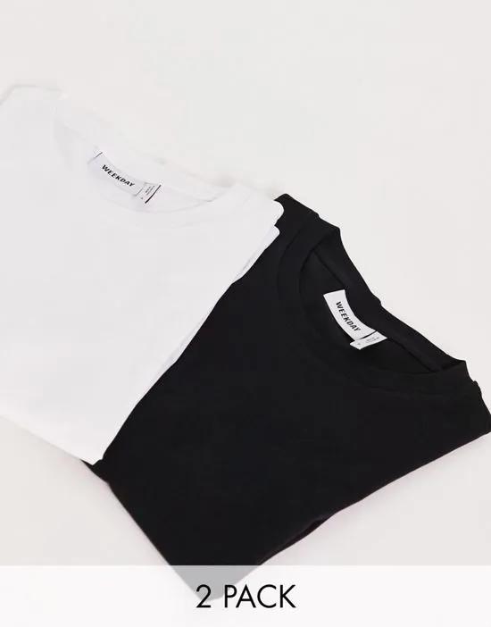 Essence standard 2 pack t-shirt in black white