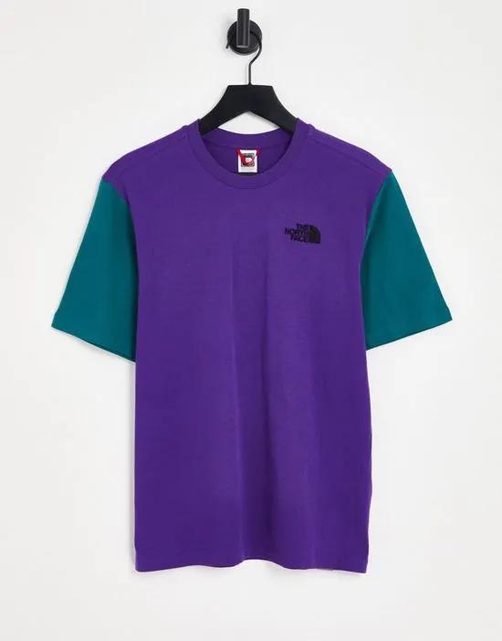 Essential color block T-shirt in purple/green Exclusive to ASOS