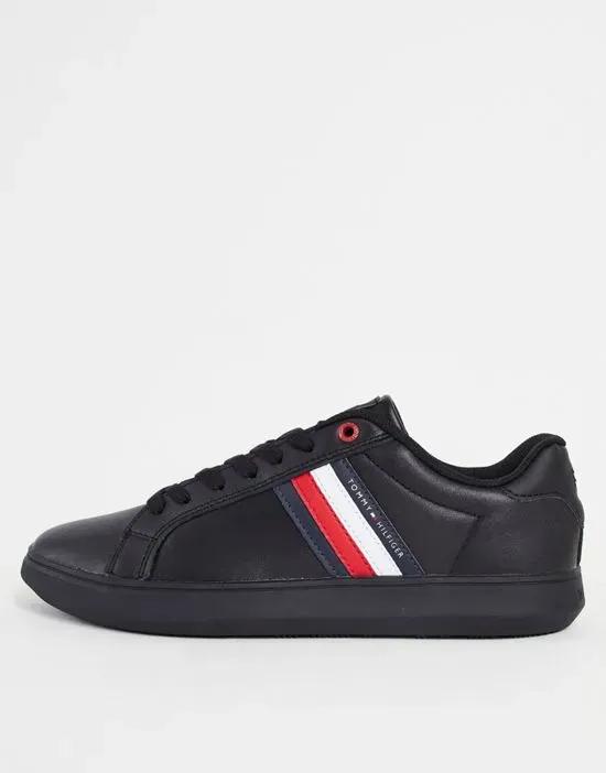 essential leather cupsole sneakers in black
