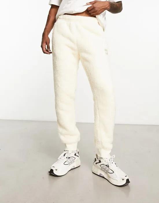 Essentials+ fluffy joggers in off-white