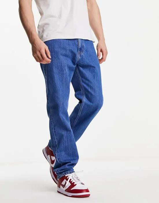 ethan relaxed straight leg jeans in mid wash