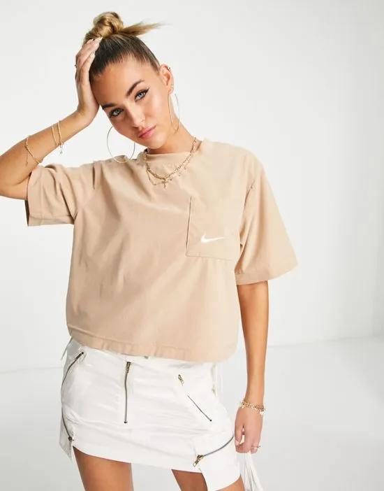 Everyday Modern woven boxy T-shirt in brown