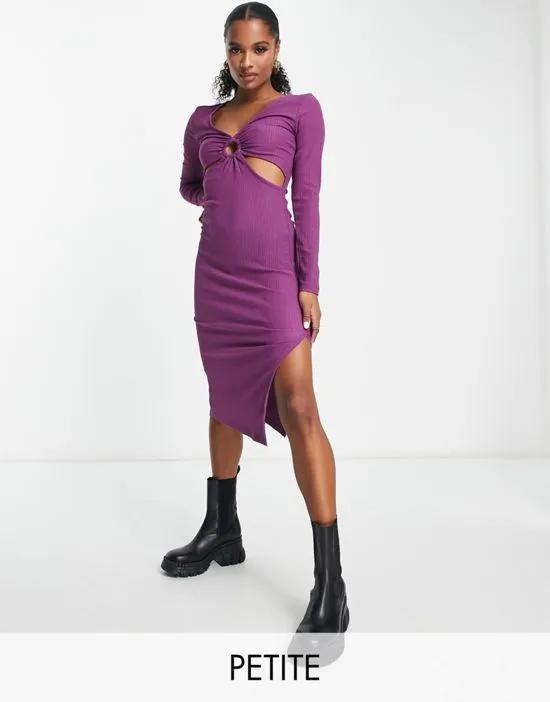 exclusive cut out ring detail midi dress in purple