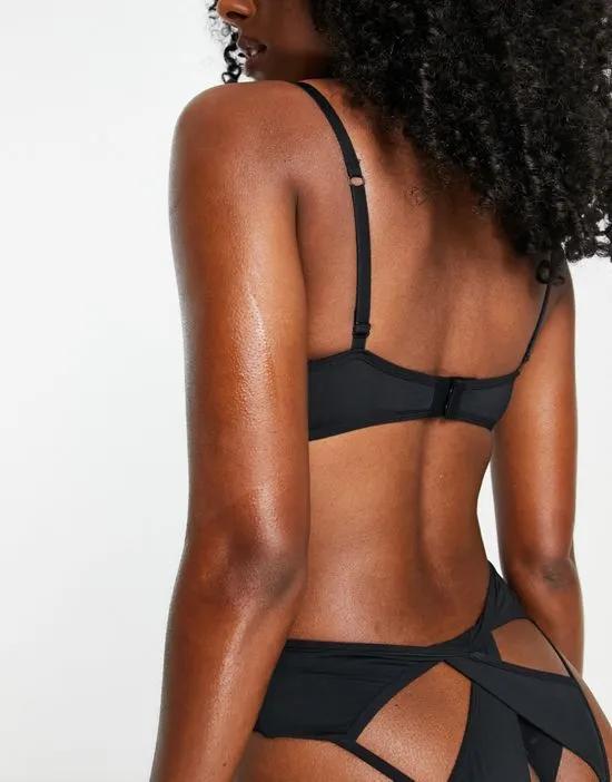Exclusive high leg brief with open back cut out detail in black - BLACK