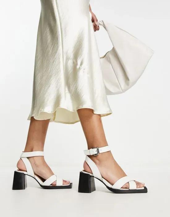 Exclusive Joule heeled sandals in bright white leather