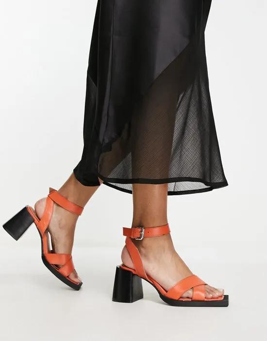 Exclusive Joule heeled sandals in orange leather