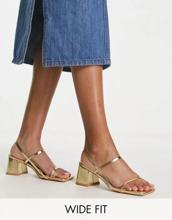 Exclusive Just Realize strappy mid heel sandals in gold