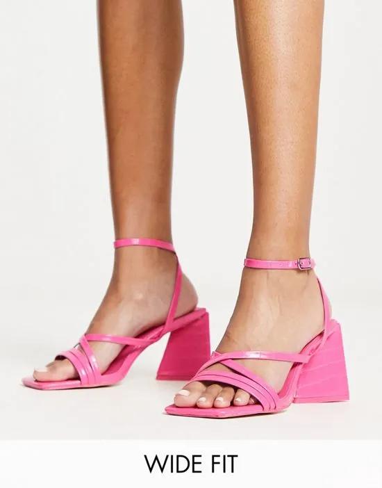 Exclusive Kasia block heel sandals in hot pink croc