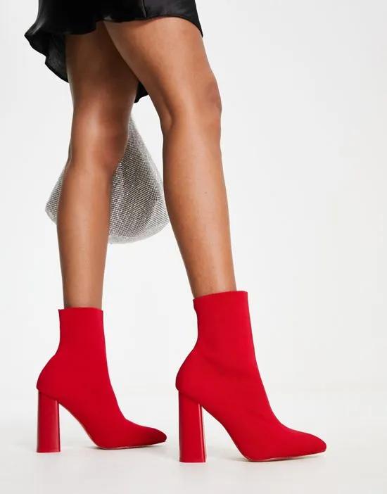 Exclusive Loyal heel sock boots in red knit