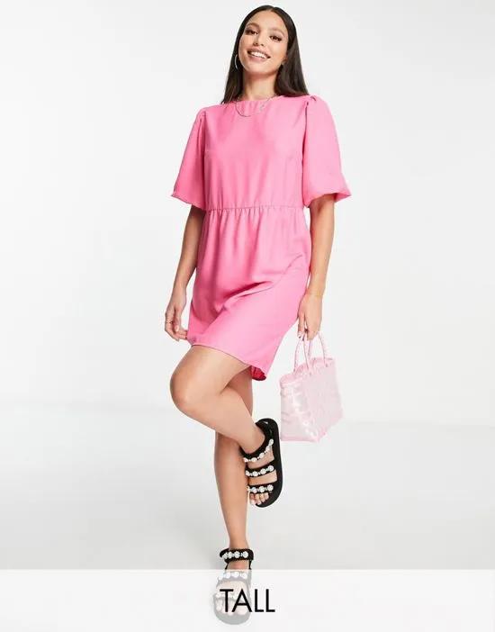 exclusive mini smock dress in bright pink
