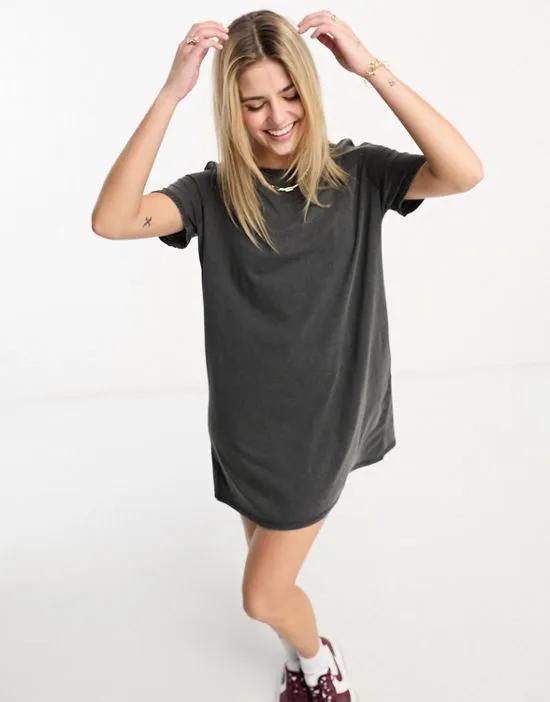exclusive mini T-shirt dress in washed black