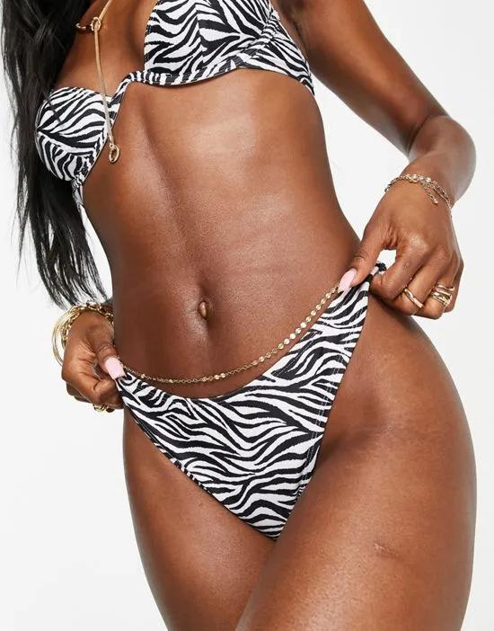 Exclusive mix & match high leg bikini bottoms in zebra print