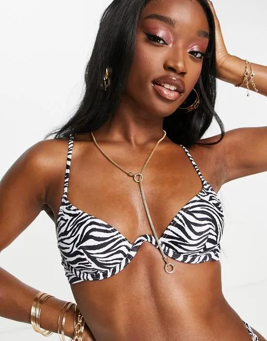 Exclusive mix & match underwire bikini top in zebra print