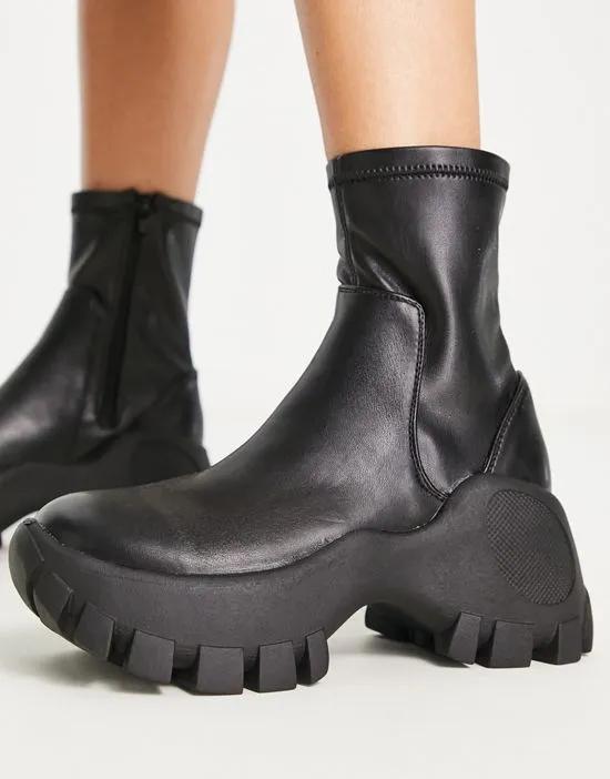 Exclusive Nile cleated chunky sole boots in black