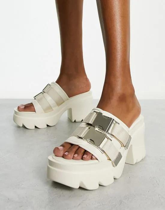 Exclusive Oslo chunky heeled sandals in off-white