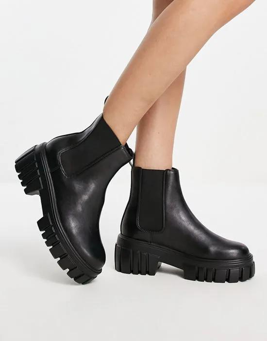 Exclusive Reed chunky Chelsea boots in black PU