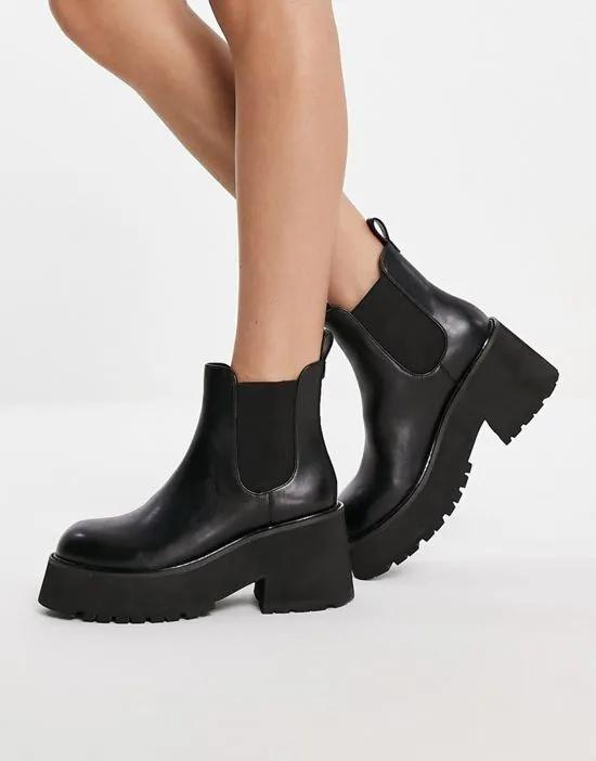 Exclusive Roe chunky heel Chelsea boots in black PU