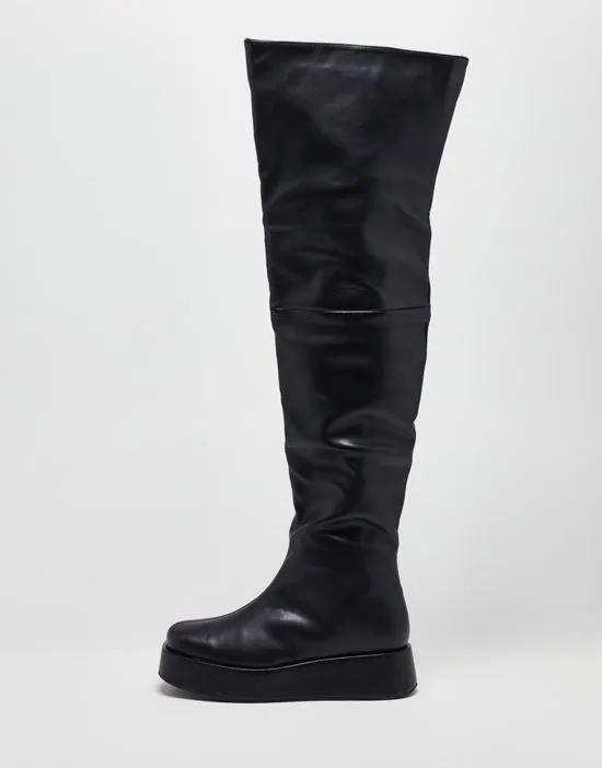 Exclusive Rosie flat over the knee boots in black