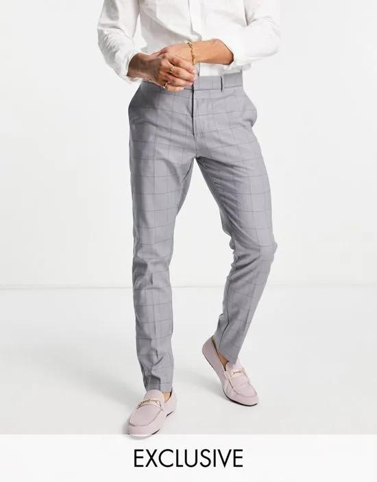 exclusive skinny suit pants in mid gray