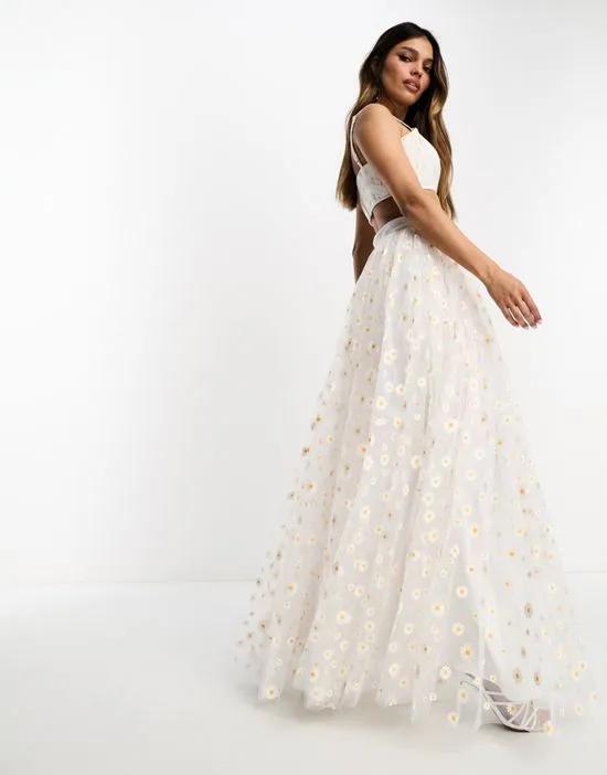 exclusive tulle maxi skirt in white daisy - part of a set