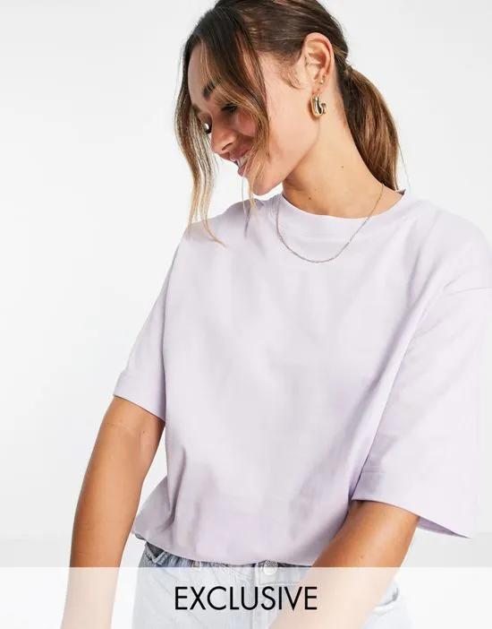 Exclusive Unisex cotton oversized T-shirt in lilac - part of a set - PURPLE