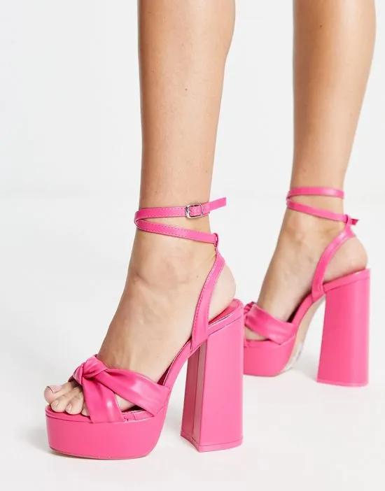 Exclusive Verona platform high heel sandals in shocking pink