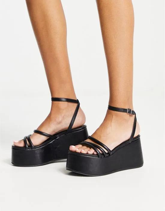 extreme flatform heeled sandals in black