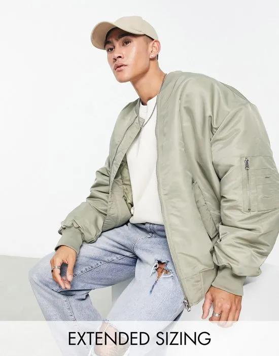 extreme oversized bomber with MA1 pocket in green