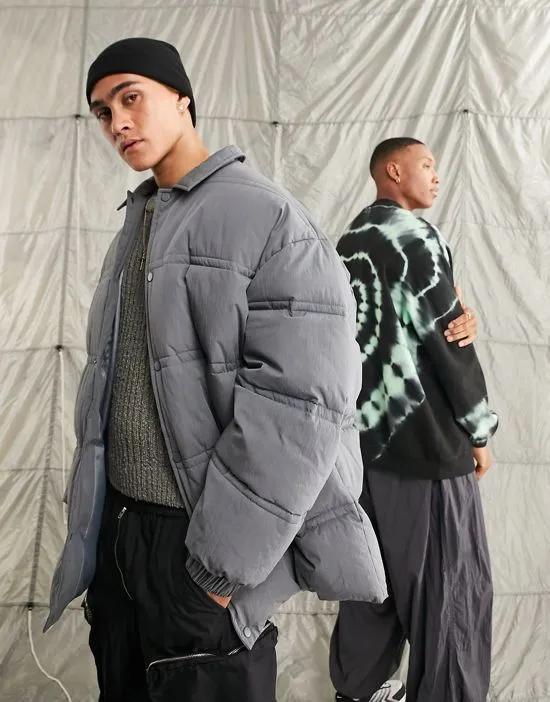 extreme oversized puffer jacket in dark gray