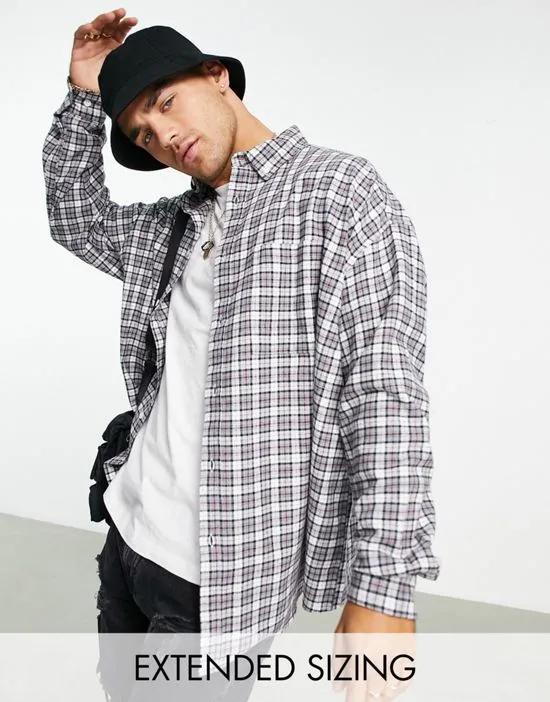 extreme oversized shirt in gray vintage inspired dad check