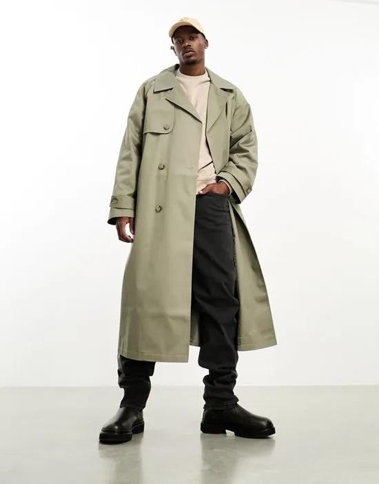extreme oversized trench coat in khaki