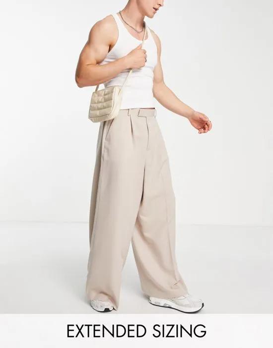 extreme wide leg dressy pants in stone