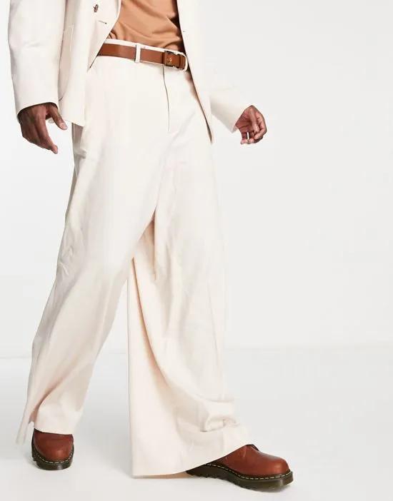 extreme wide leg suit pants in ecru