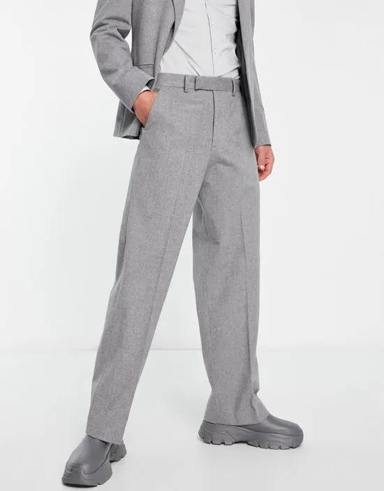 extreme wide suit pants in gray brushed flannel