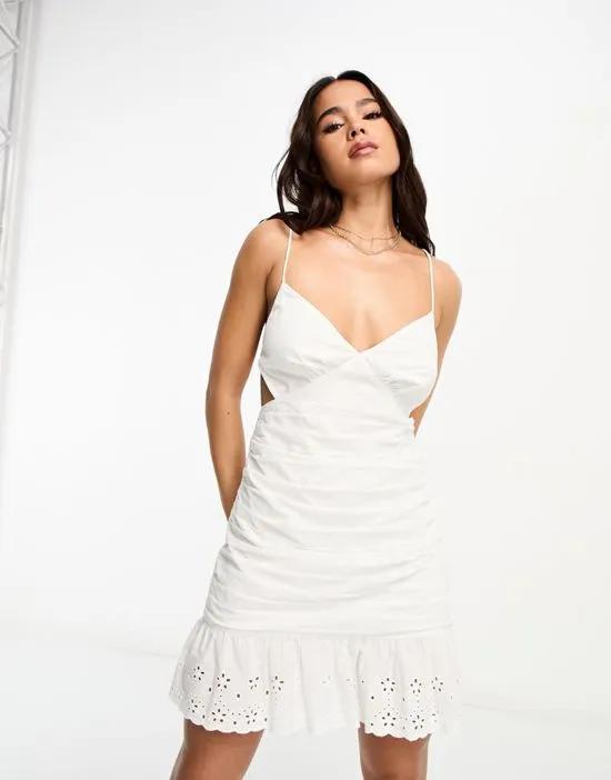 eyelet cami dress in white