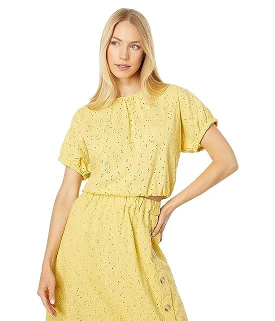 Eyelet Michele Bubble Top in Dream-On Daisies