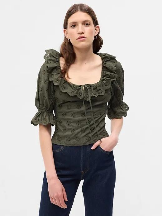 Eyelet Ruffle Top