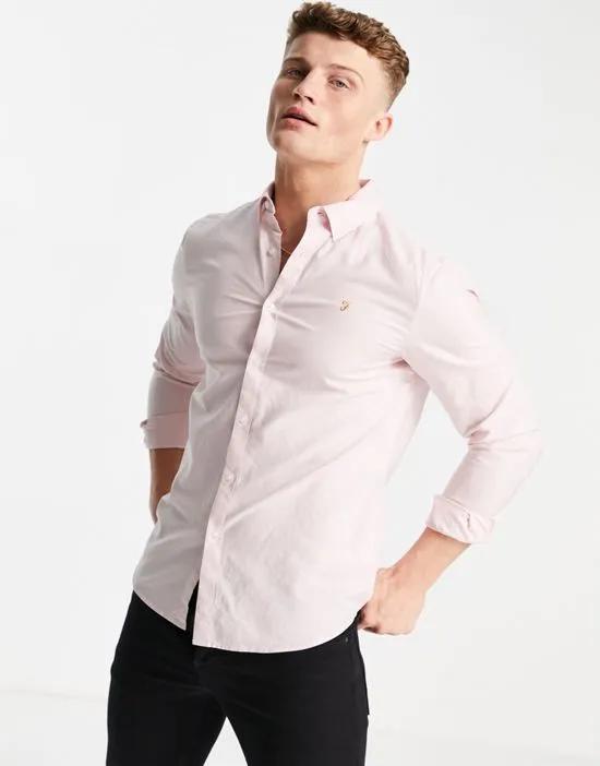 Farah Brewer slim fit cotton oxford shirt in pink - PINK