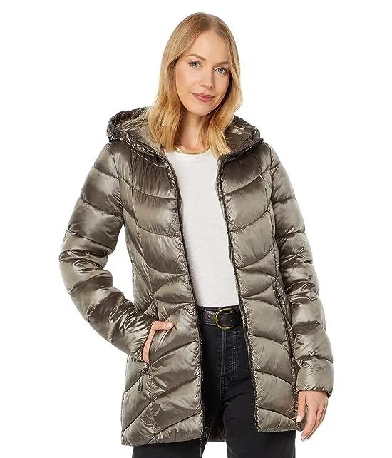 Faux Down A-Line Hooded Jacket