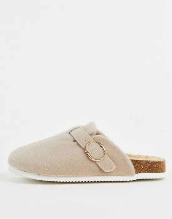 faux-fur lined hard sole slippers
