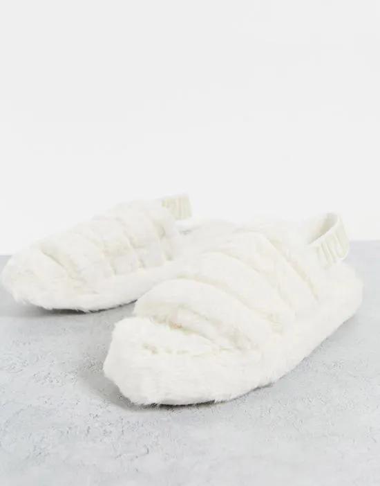 faux fur slippers in cream