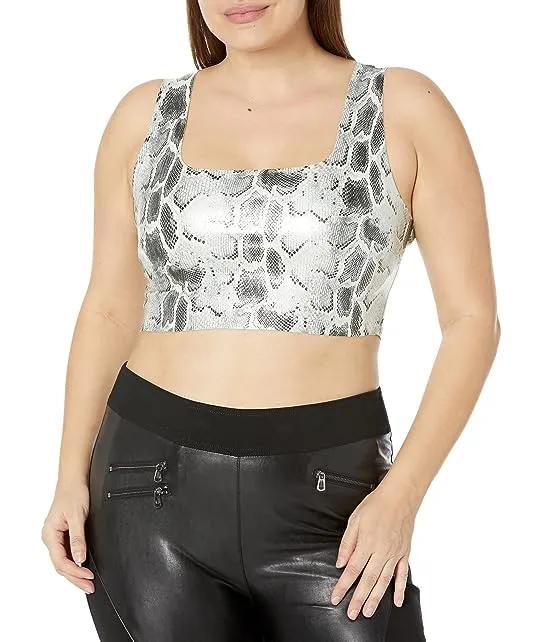 Faux Leather Animal Square Neck Crop Top FLT101