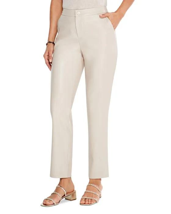 Faux Leather Ankle Straight Pants