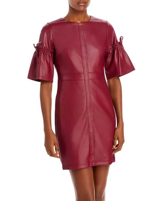 Faux Leather Bell Sleeve Mini Dress