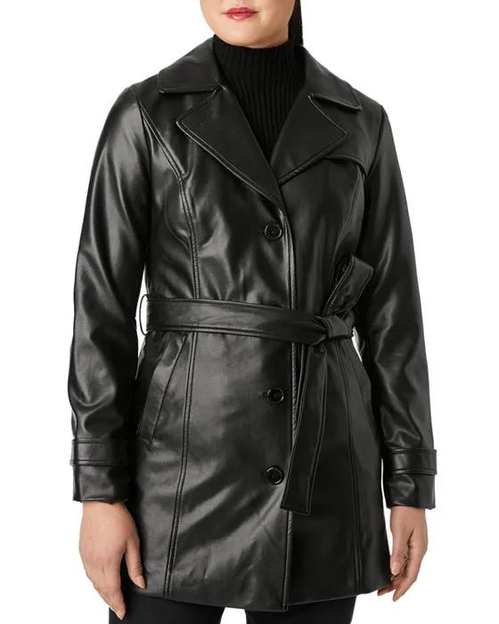 Faux Leather Belted Jacket
