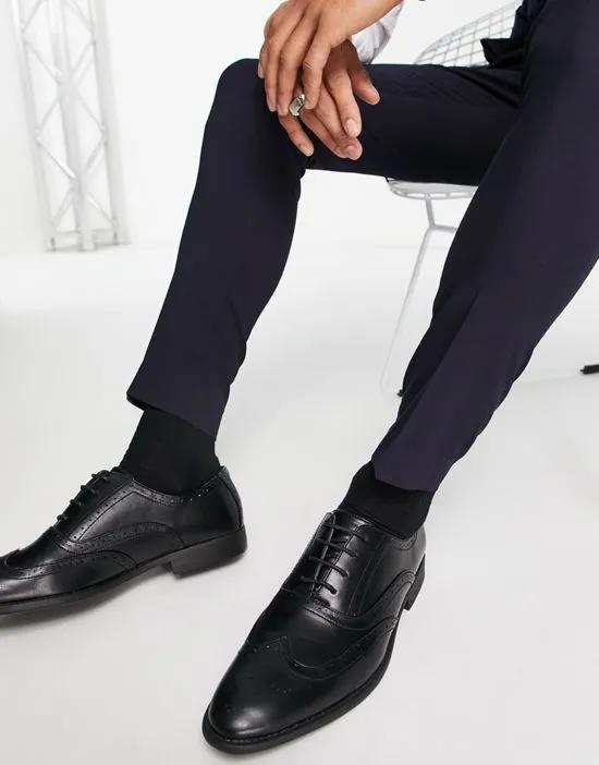 faux leather brogue shoes in black