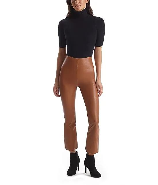 Faux Leather Cropped Flare Perfect Control Leggings SLG33