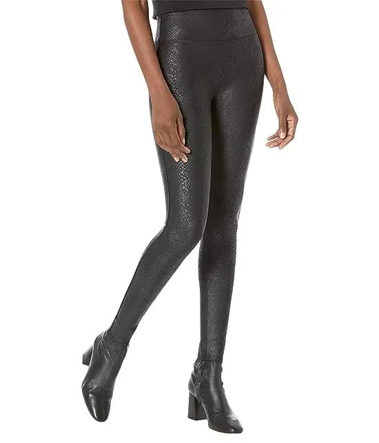 Faux Leather Faux Leather Foiled Snake Leggings