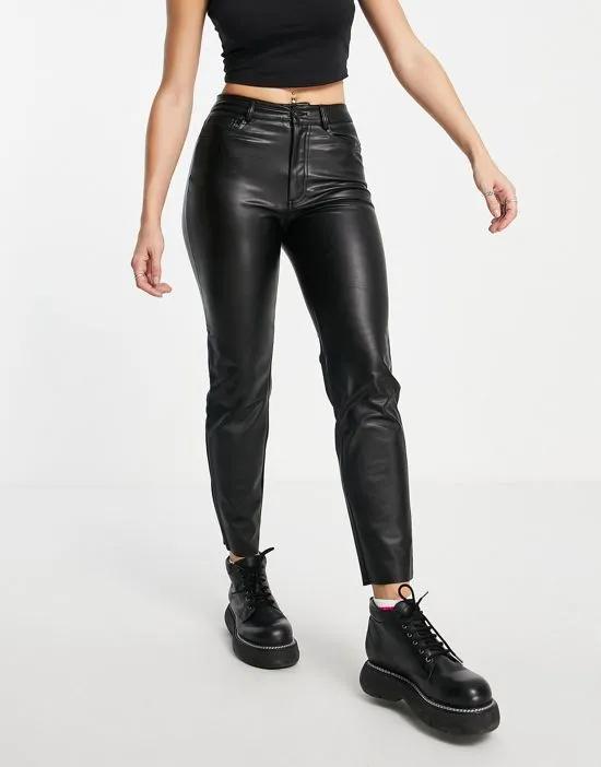 faux leather pants in black