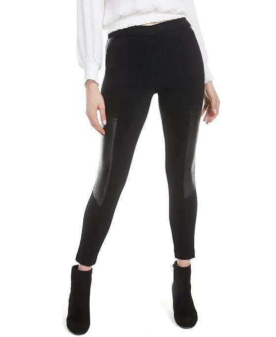 Faux-Leather-Patch Leggings, Created for Macy's